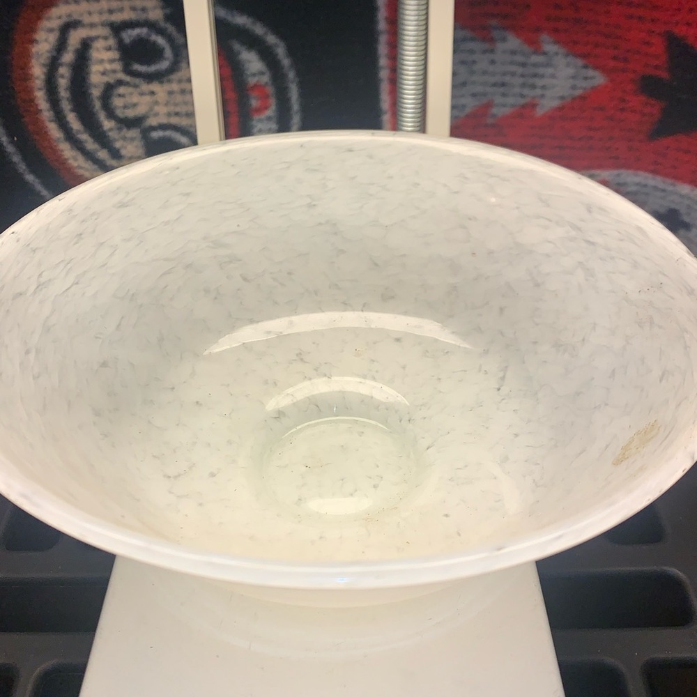 White Marbled Glass Serving Bowl - Home Dining